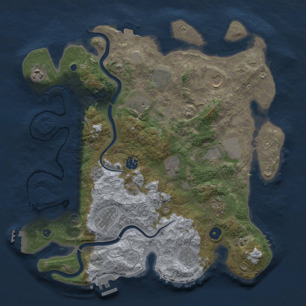 Rust Map: Procedural Map, Size: 3800, Seed: 45637, 17 Monuments
