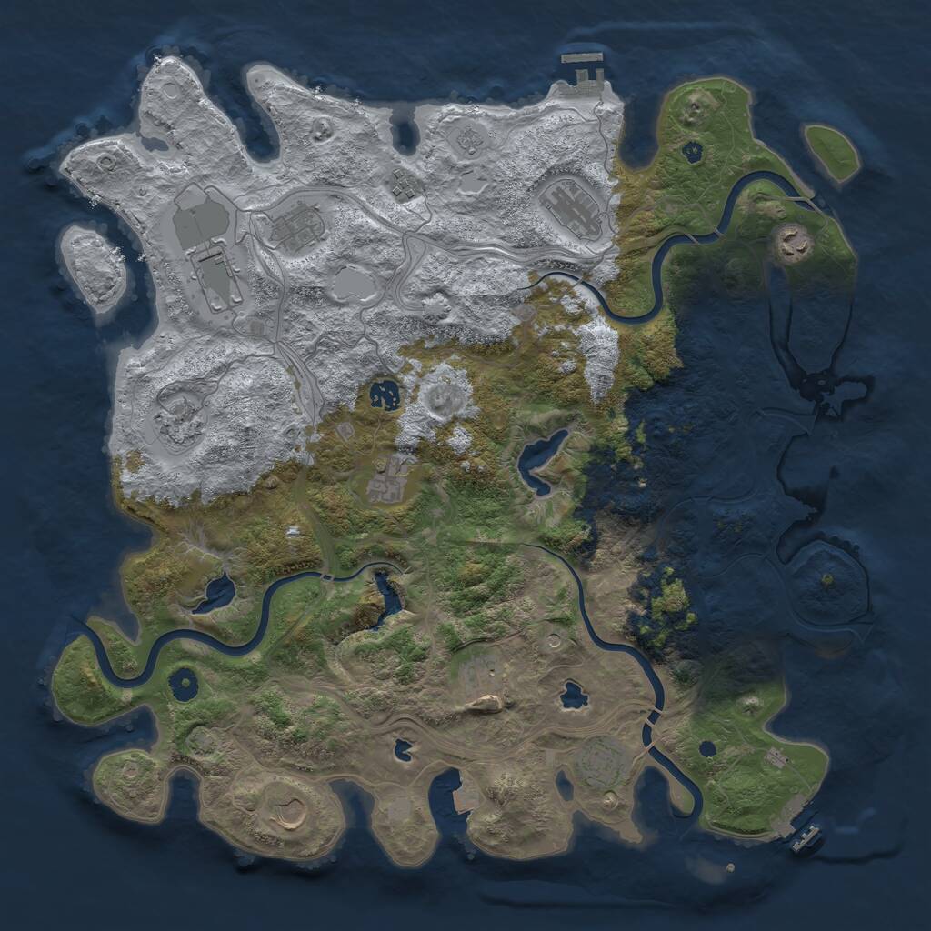 Rust Map: Procedural Map, Size: 4500, Seed: 2007275205, 17 Monuments