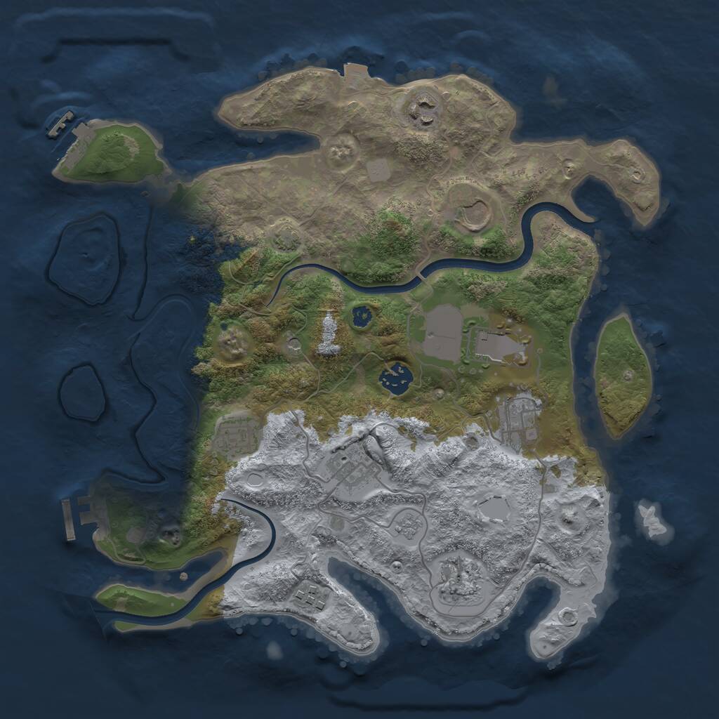 Rust Map: Procedural Map, Size: 3500, Seed: 682792989, 15 Monuments