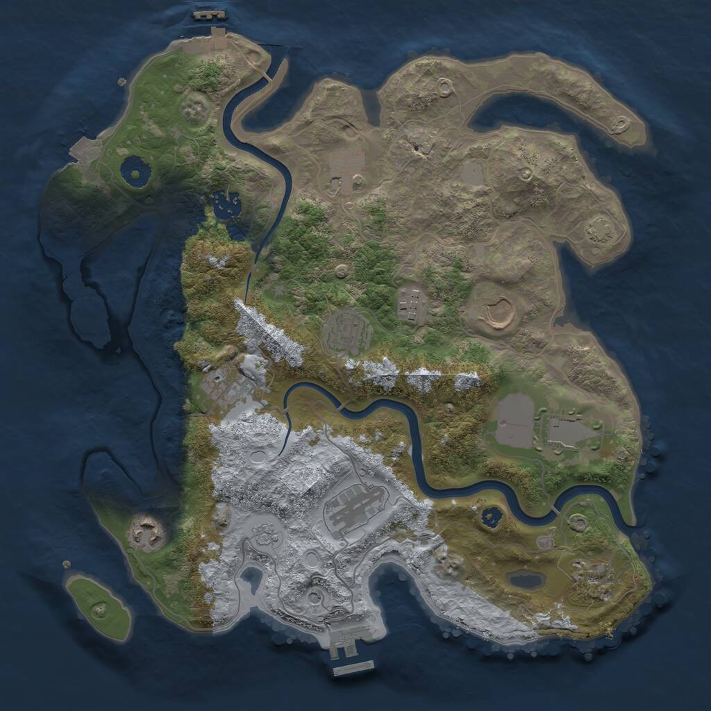 Rust Map: Procedural Map, Size: 3500, Seed: 107020933, 16 Monuments