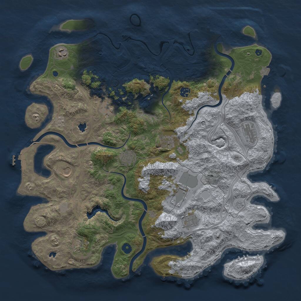 Rust Map: Procedural Map, Size: 4500, Seed: 2000244302, 17 Monuments