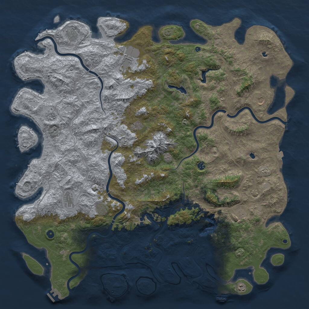 Rust Map: Procedural Map, Size: 6000, Seed: 674125, 17 Monuments