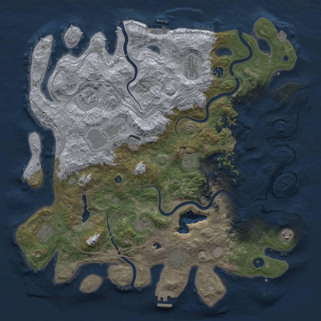 Rust Map: Procedural Map, Size: 4500, Seed: 363731293, 16 Monuments