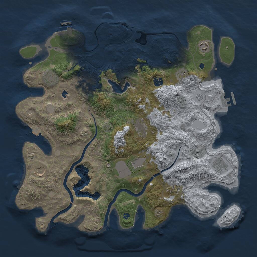 Rust Map: Procedural Map, Size: 4000, Seed: 3100350, 17 Monuments