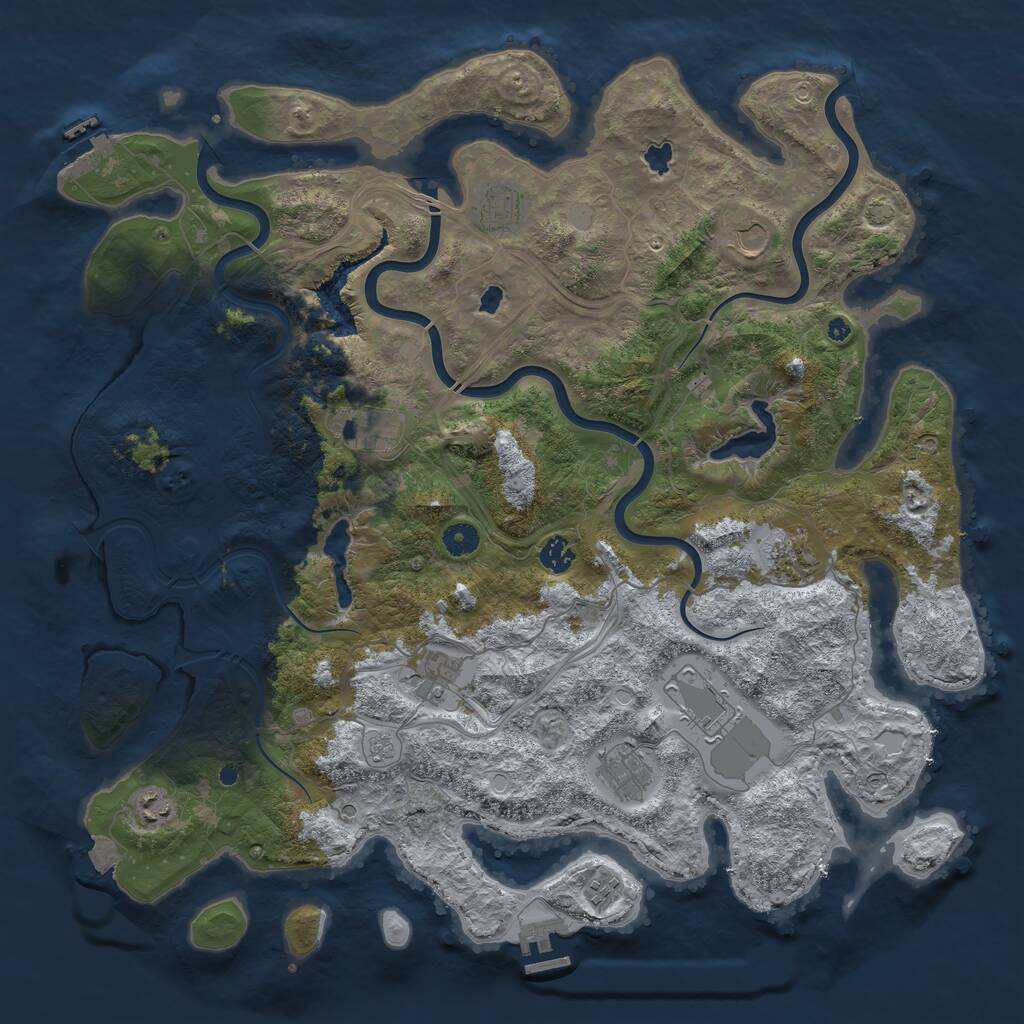 Rust Map: Procedural Map, Size: 4500, Seed: 11122000, 16 Monuments
