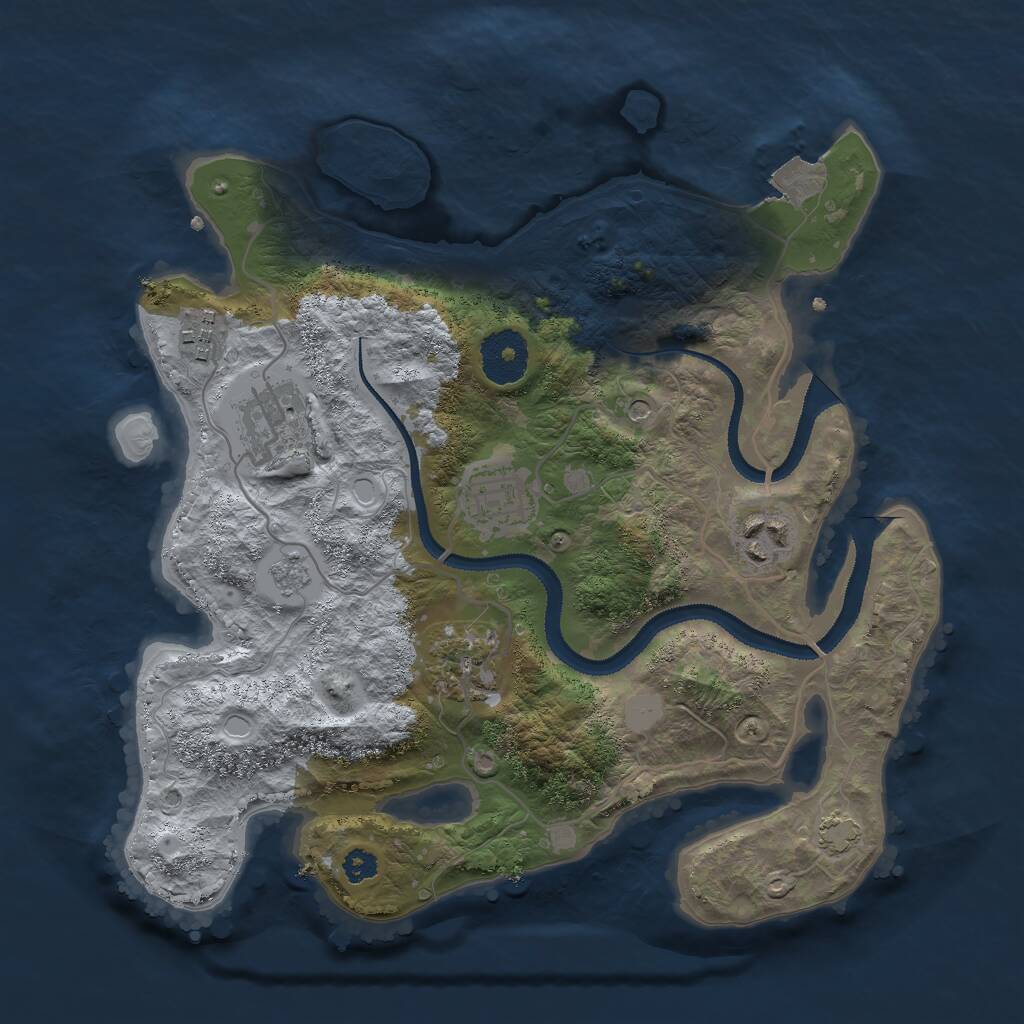 Rust Map: Procedural Map, Size: 3000, Seed: 27645, 9 Monuments
