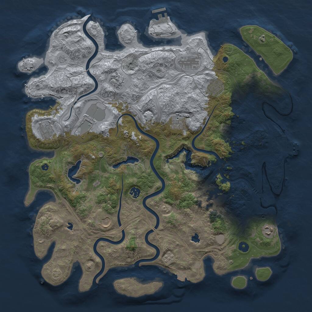 Rust Map: Procedural Map, Size: 4500, Seed: 987325270, 17 Monuments