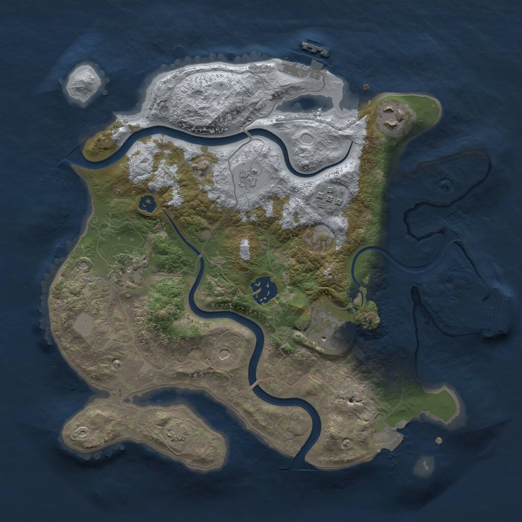 Rust Map: Procedural Map, Size: 3000, Seed: 1109705063, 11 Monuments
