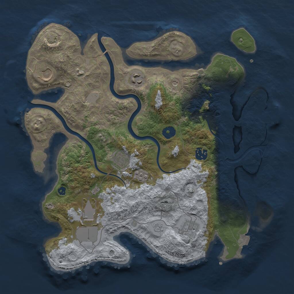 Rust Map: Procedural Map, Size: 3500, Seed: 1071732182, 12 Monuments