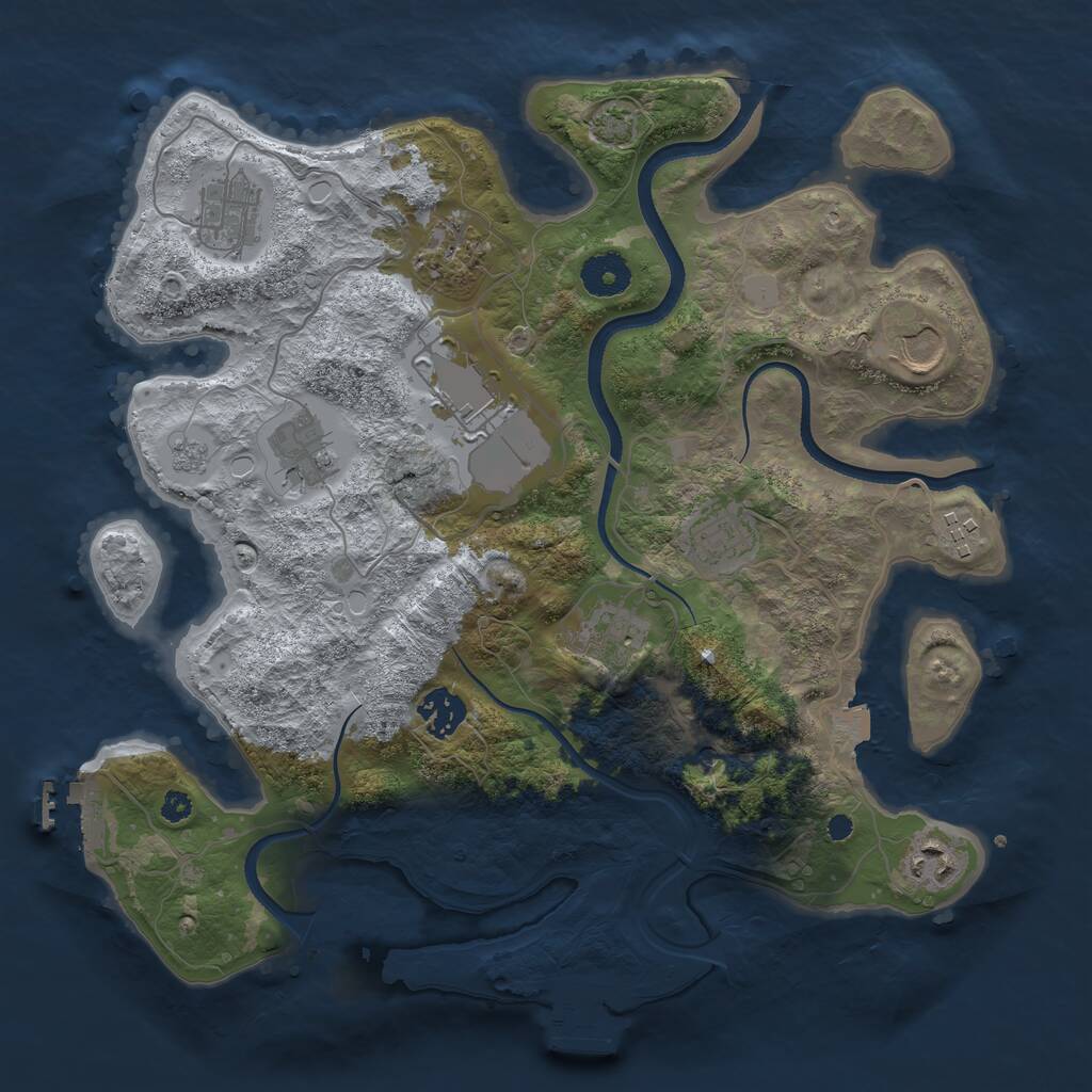 Rust Map: Procedural Map, Size: 3500, Seed: 82956, 16 Monuments