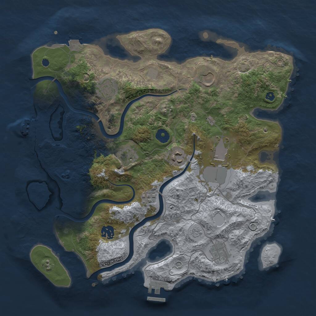 Rust Map: Procedural Map, Size: 3500, Seed: 23102104, 14 Monuments