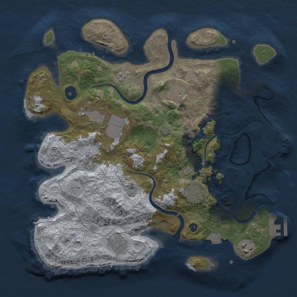 Rust Map: Procedural Map, Size: 3500, Seed: 1312663851, 13 Monuments