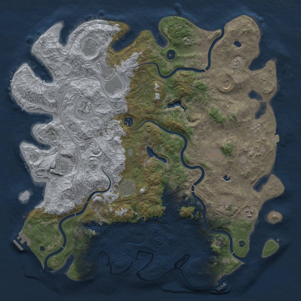 Rust Map: Procedural Map, Size: 4750, Seed: 673650488, 17 Monuments