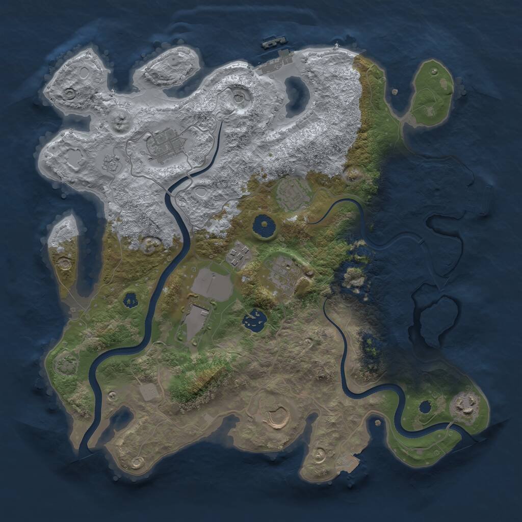 Rust Map: Procedural Map, Size: 3500, Seed: 726372, 14 Monuments