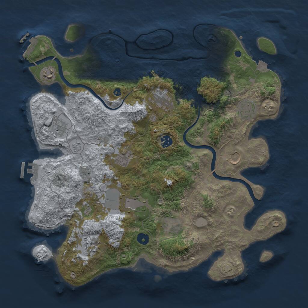 Rust Map: Procedural Map, Size: 3850, Seed: 352165132, 17 Monuments