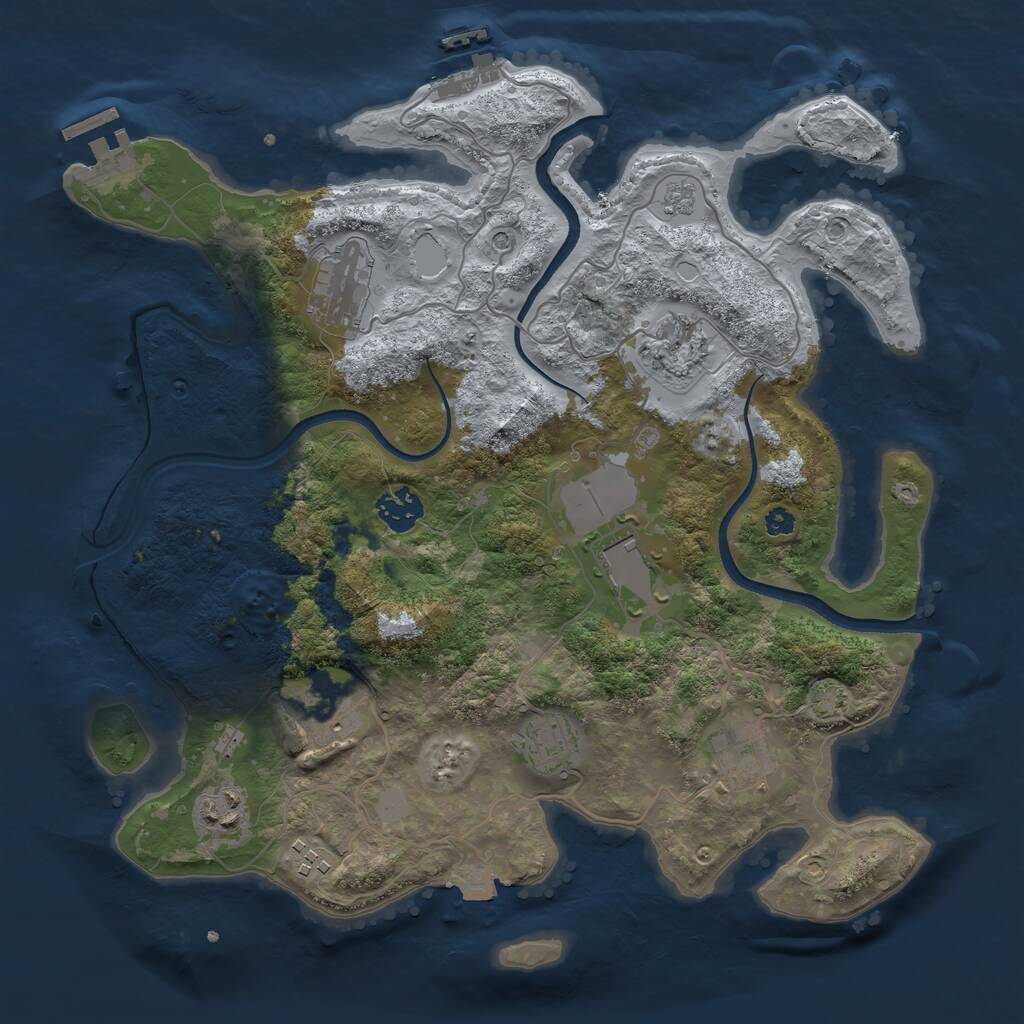 Rust Map: Procedural Map, Size: 3500, Seed: 789654, 15 Monuments