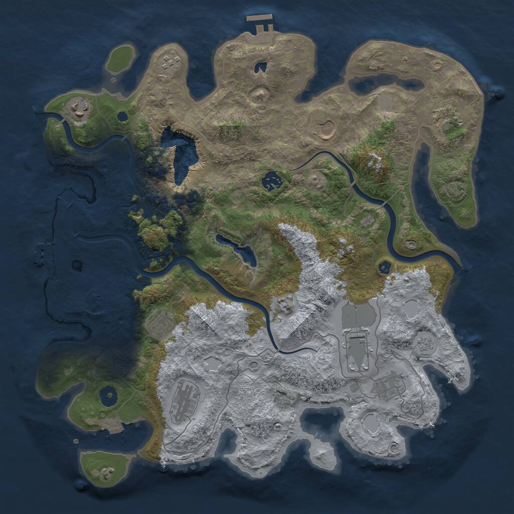 Rust Map: Procedural Map, Size: 4000, Seed: 2047746250, 15 Monuments