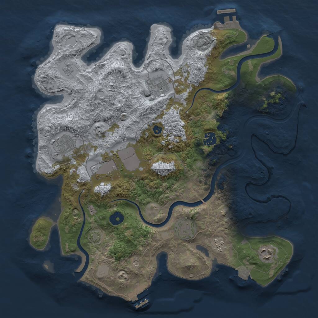 Rust Map: Procedural Map, Size: 3500, Seed: 1424371711, 13 Monuments