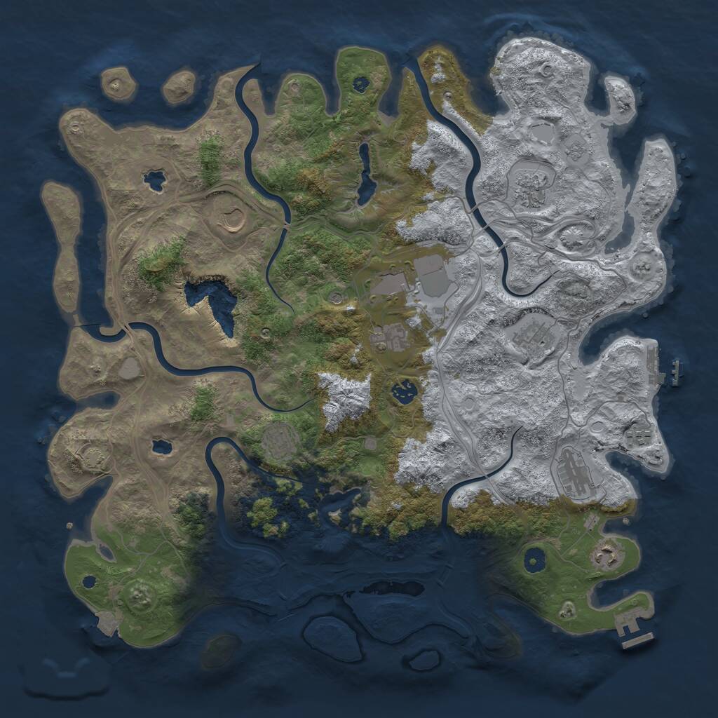 Rust Map: Procedural Map, Size: 4500, Seed: 247204226, 16 Monuments
