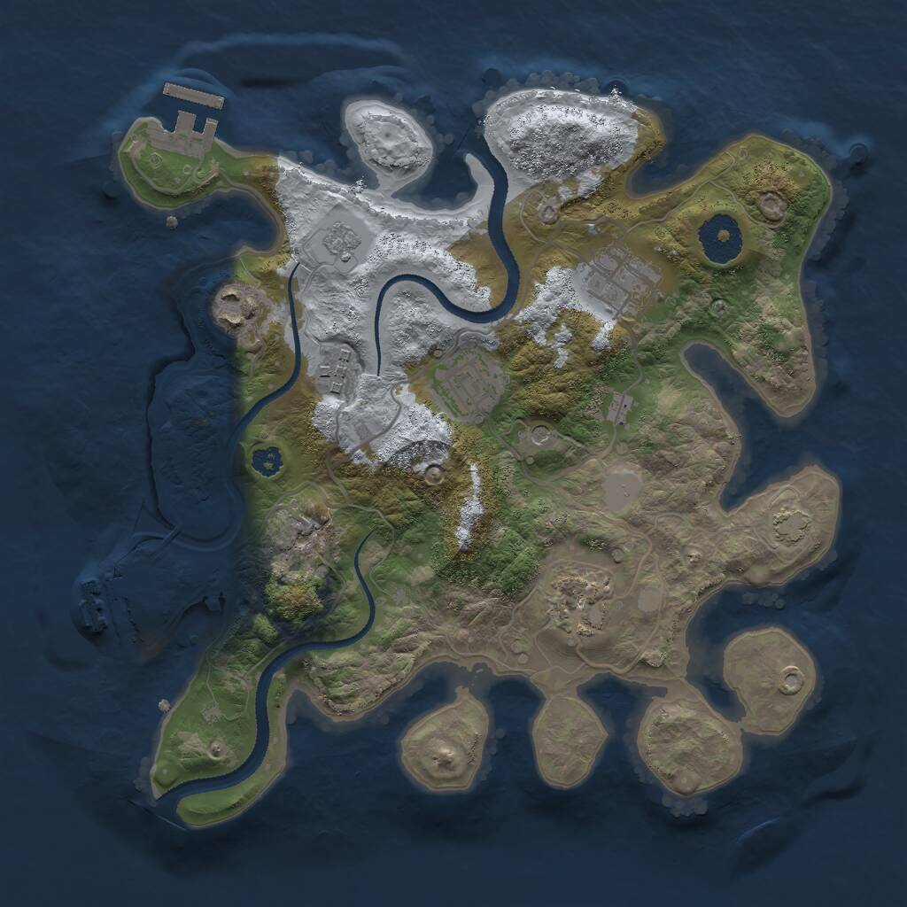 Rust Map: Procedural Map, Size: 3000, Seed: 1133960535, 11 Monuments