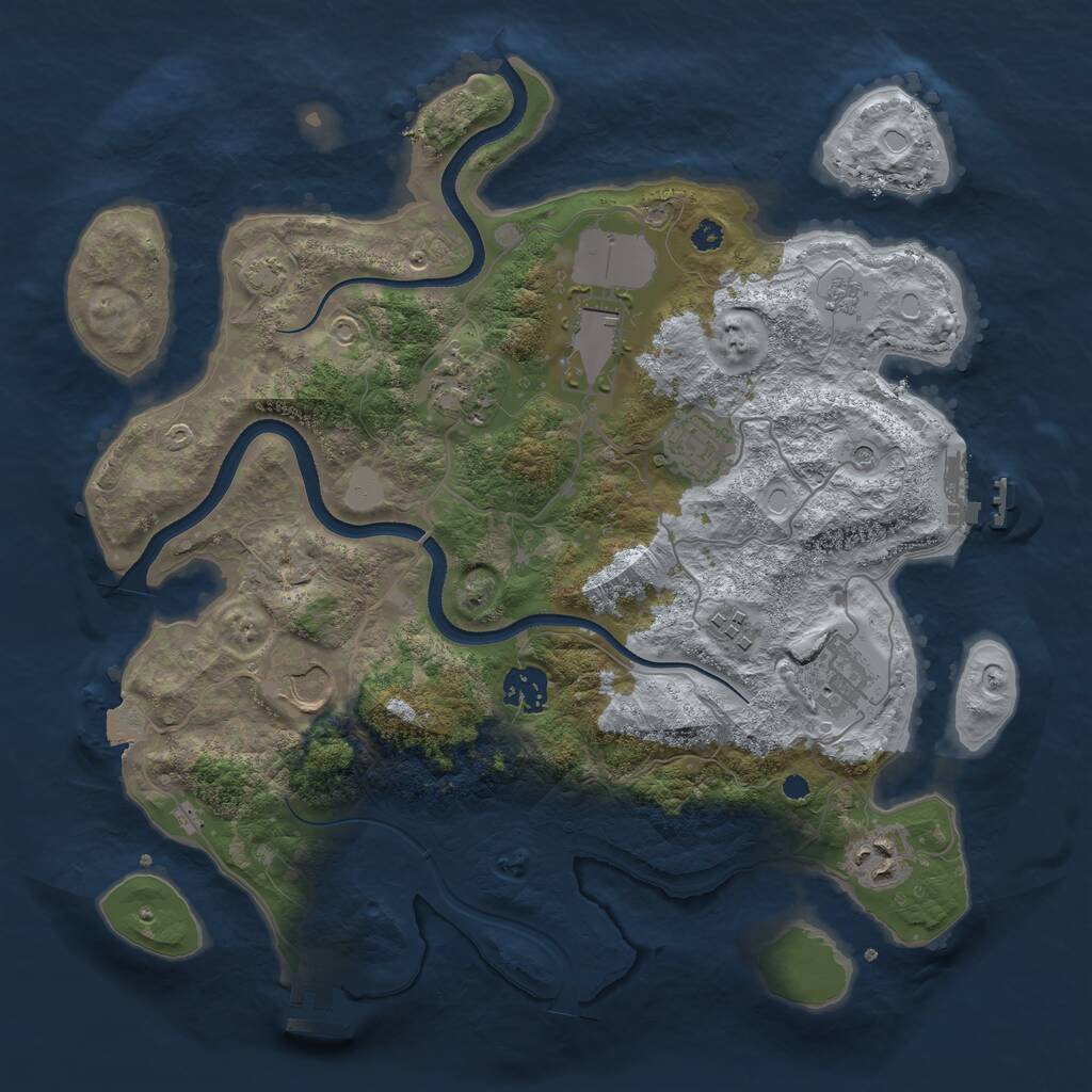 Rust Map: Procedural Map, Size: 3500, Seed: 414102663, 14 Monuments