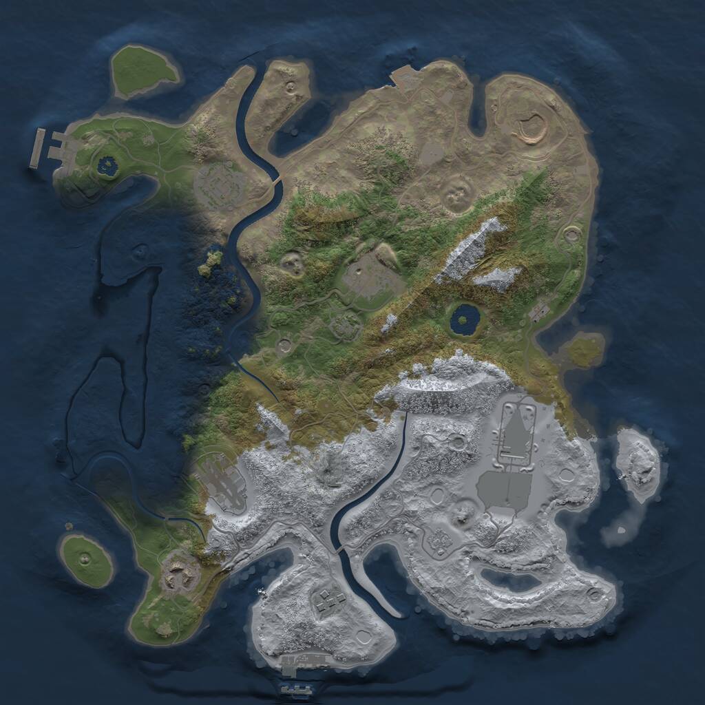 Rust Map: Procedural Map, Size: 3500, Seed: 1356560657, 13 Monuments