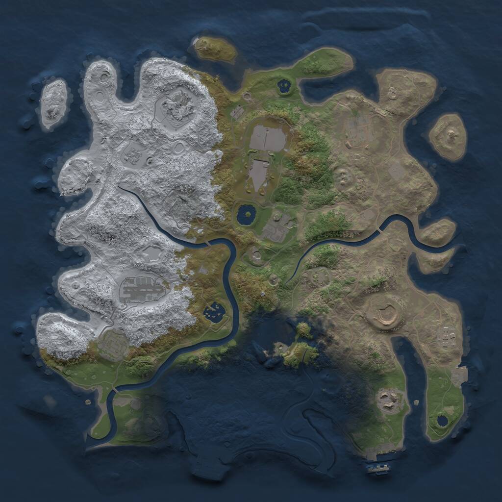 Rust Map: Procedural Map, Size: 3750, Seed: 333410334, 17 Monuments