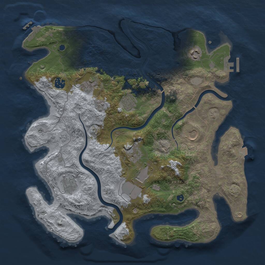 Rust Map: Procedural Map, Size: 3700, Seed: 989945661, 15 Monuments