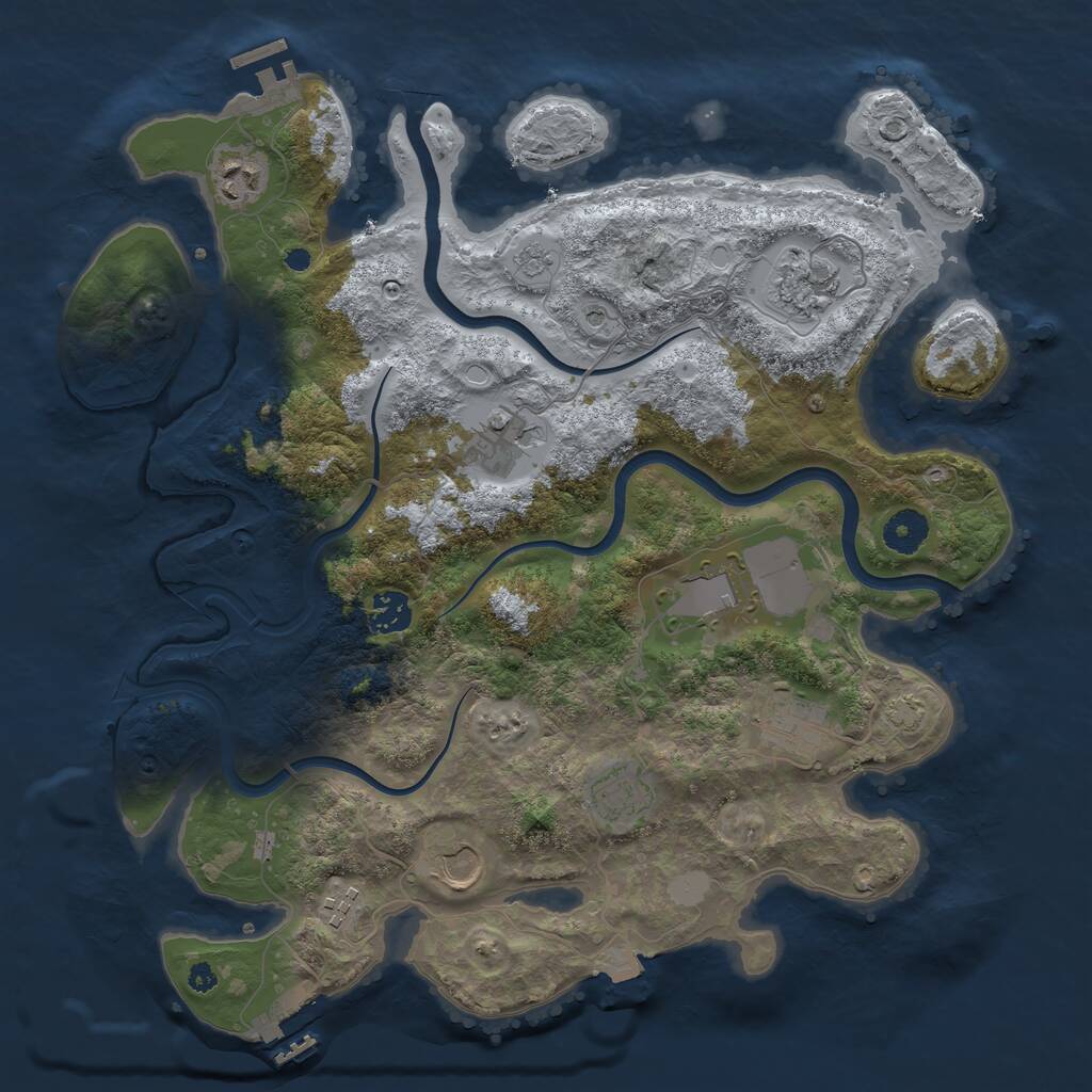 Rust Map: Procedural Map, Size: 3750, Seed: 2091404353, 15 Monuments