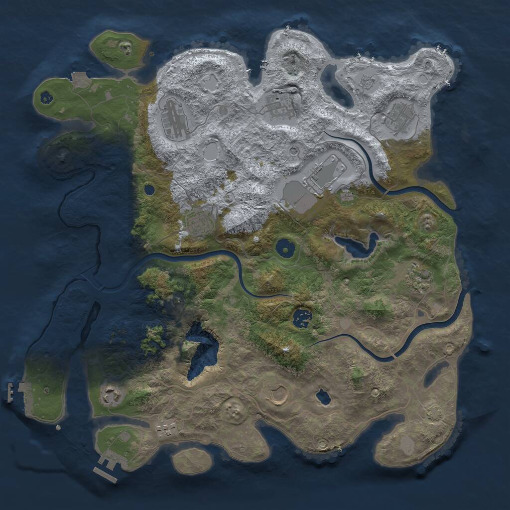 Rust Map: Procedural Map, Size: 4000, Seed: 166246424, 16 Monuments
