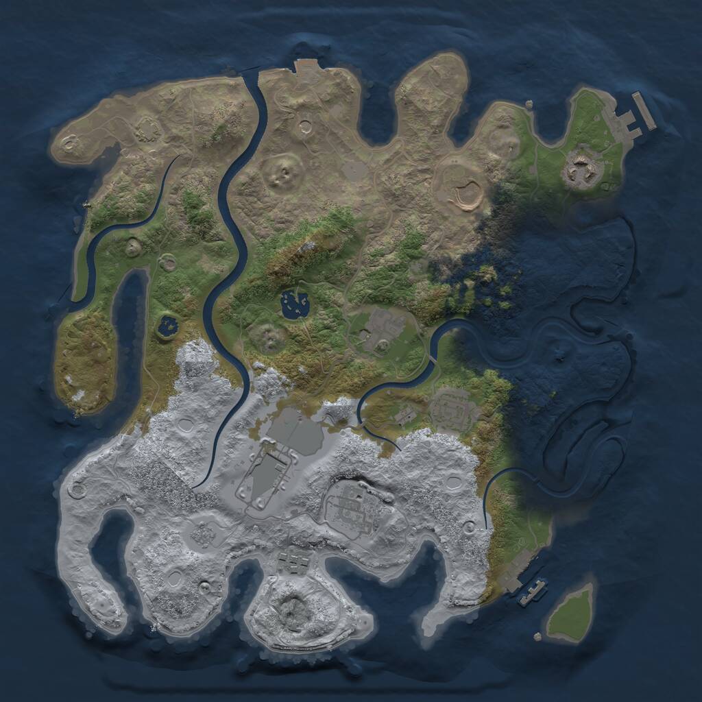 Rust Map: Procedural Map, Size: 3500, Seed: 892081707, 14 Monuments