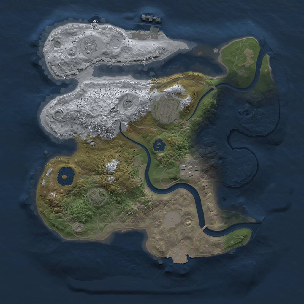 Rust Map: Procedural Map, Size: 2500, Seed: 1021447413, 7 Monuments
