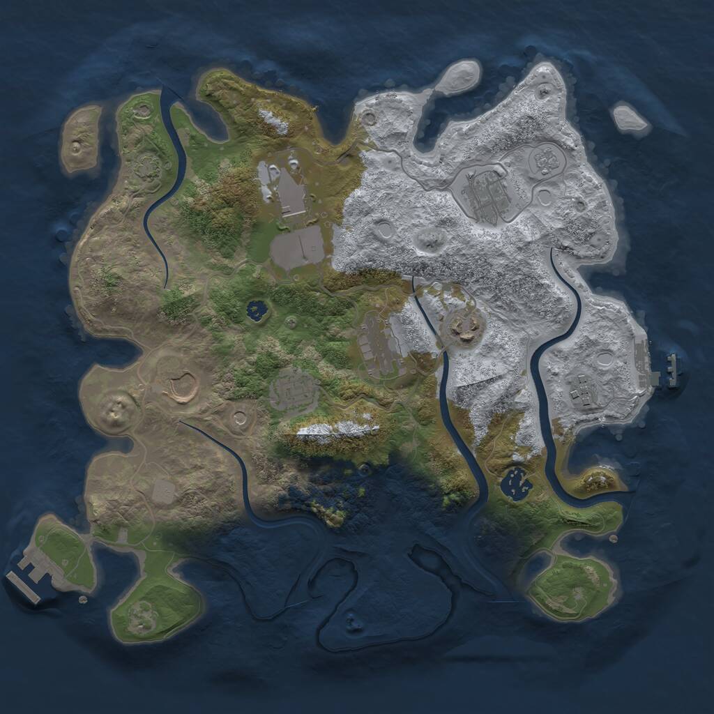 Rust Map: Procedural Map, Size: 3500, Seed: 328833173, 14 Monuments
