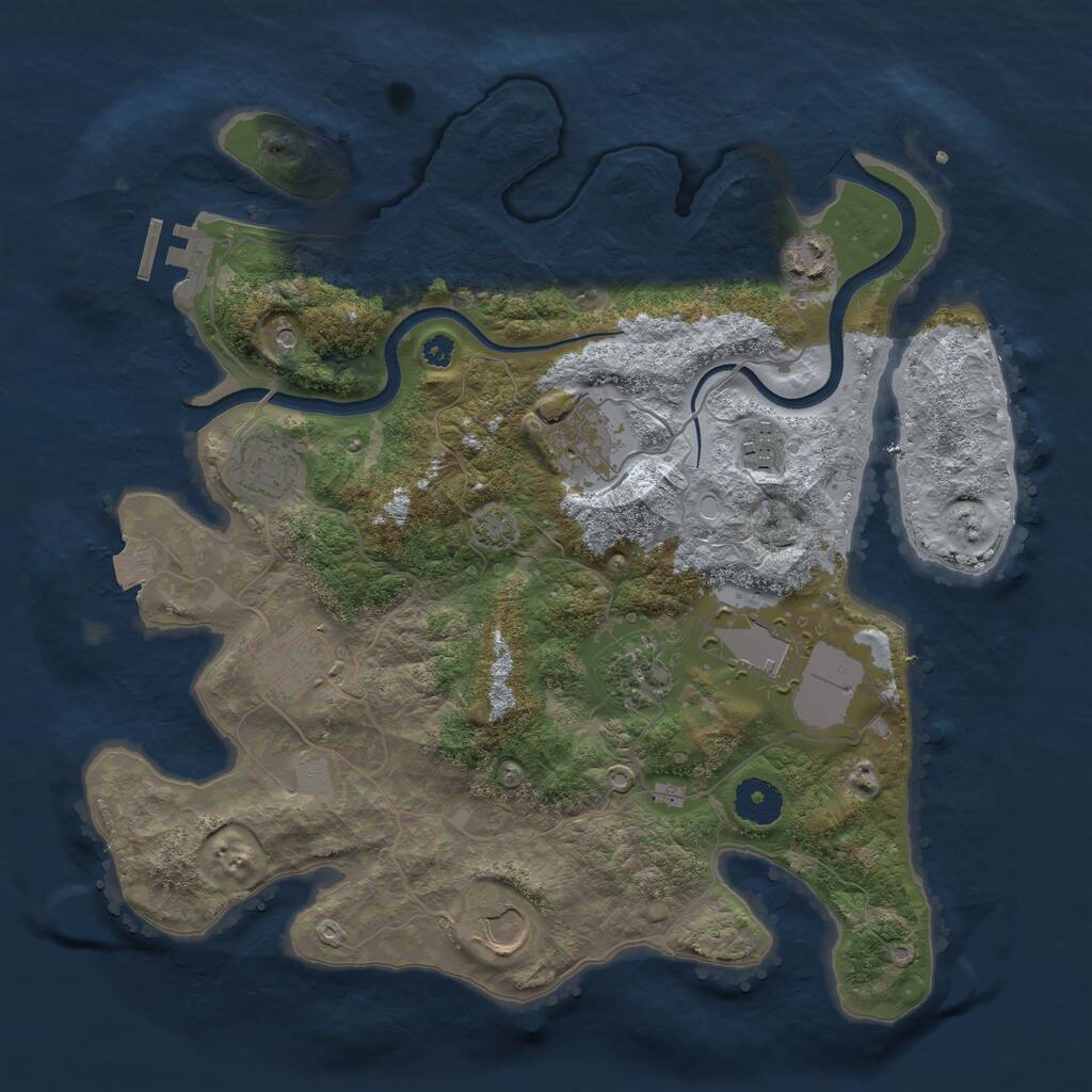 Rust Map: Procedural Map, Size: 3500, Seed: 51441, 12 Monuments