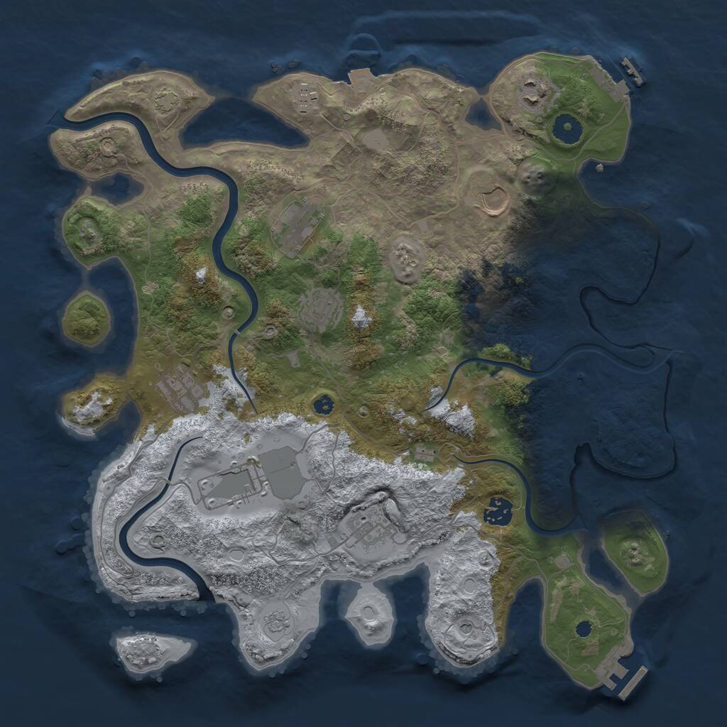 Rust Map: Procedural Map, Size: 3750, Seed: 233998163, 15 Monuments