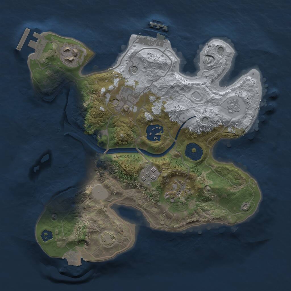 Rust Map: Procedural Map, Size: 2500, Seed: 143944353, 11 Monuments
