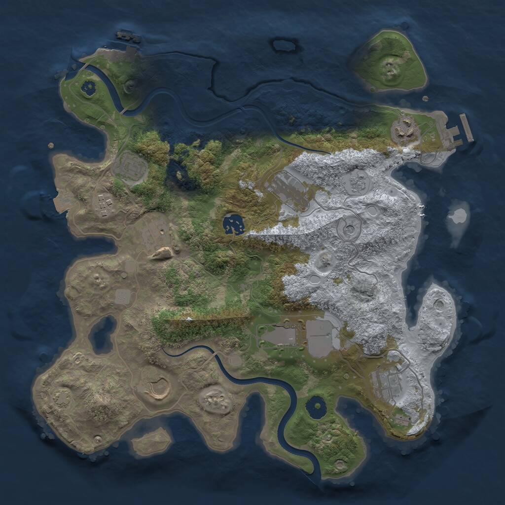 Rust Map: Procedural Map, Size: 3500, Seed: 1936075126, 15 Monuments