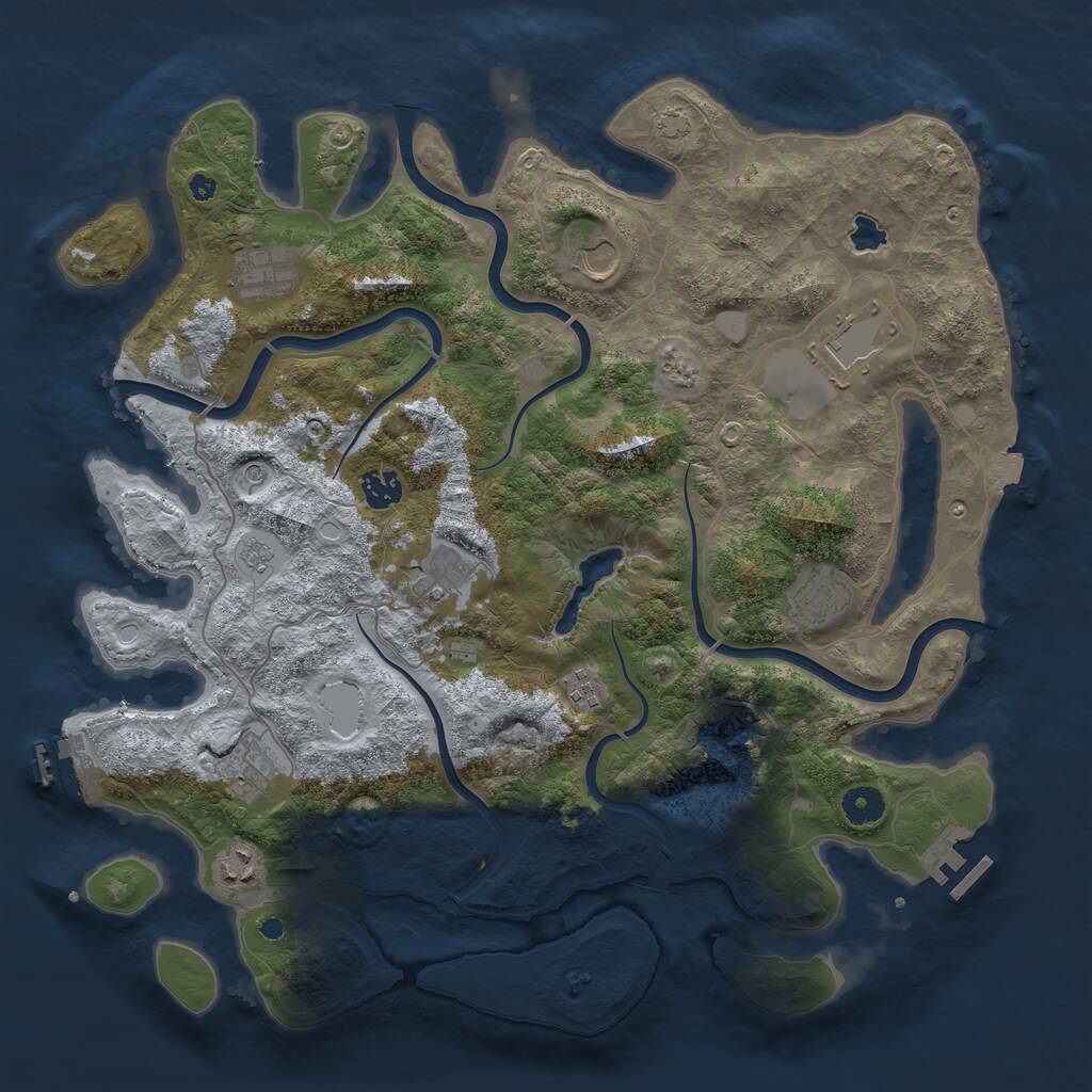 Rust Map: Procedural Map, Size: 4096, Seed: 1735773301, 15 Monuments