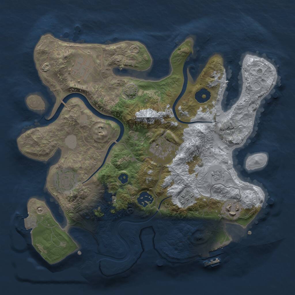 Rust Map: Procedural Map, Size: 3000, Seed: 191823356, 11 Monuments
