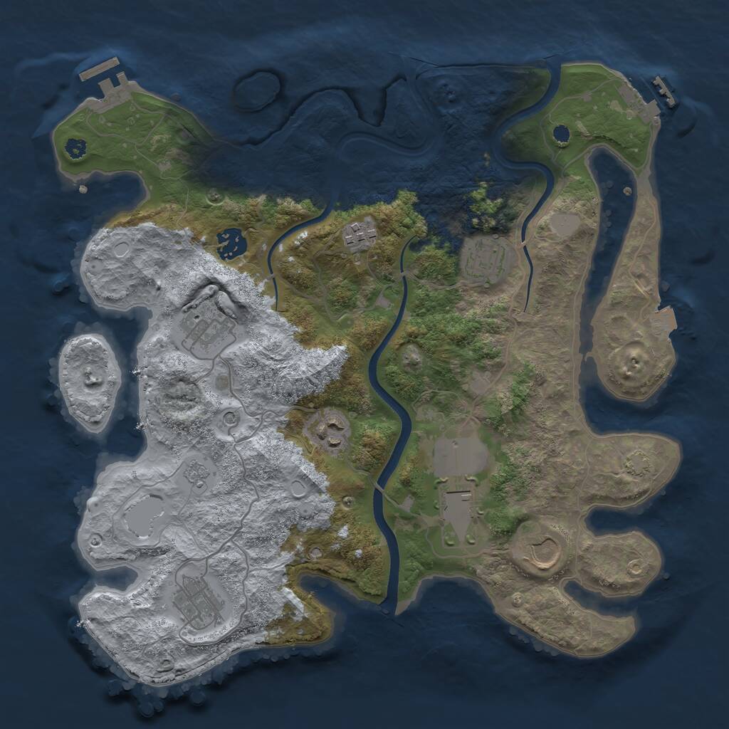 Rust Map: Procedural Map, Size: 3500, Seed: 83863, 14 Monuments