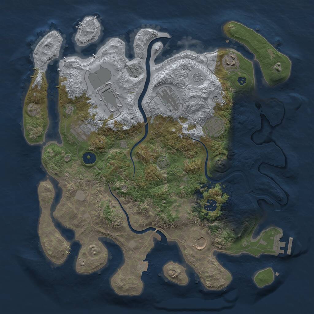 Rust Map: Procedural Map, Size: 3700, Seed: 2457624, 13 Monuments