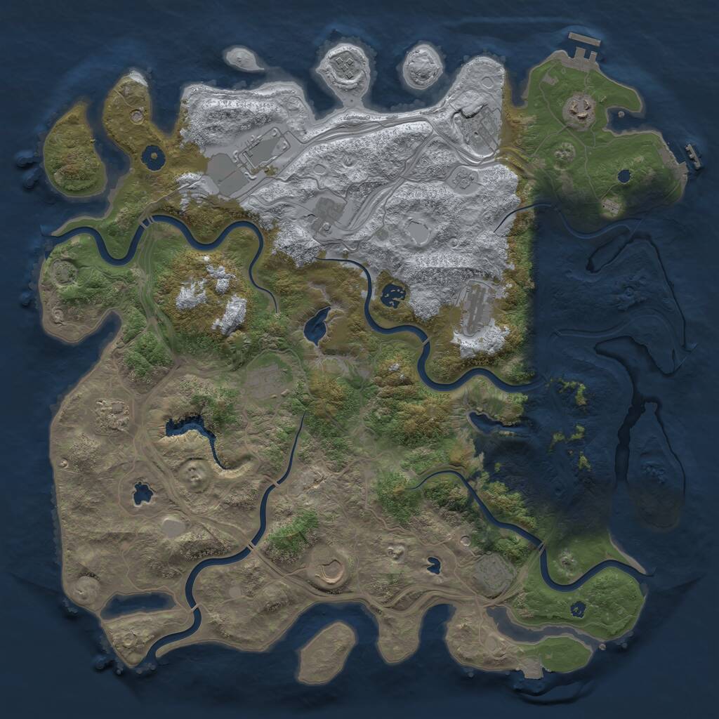 Rust Map: Procedural Map, Size: 4500, Seed: 1658315903, 17 Monuments