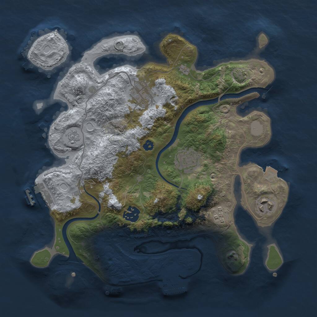 Rust Map: Procedural Map, Size: 3000, Seed: 560774670, 10 Monuments