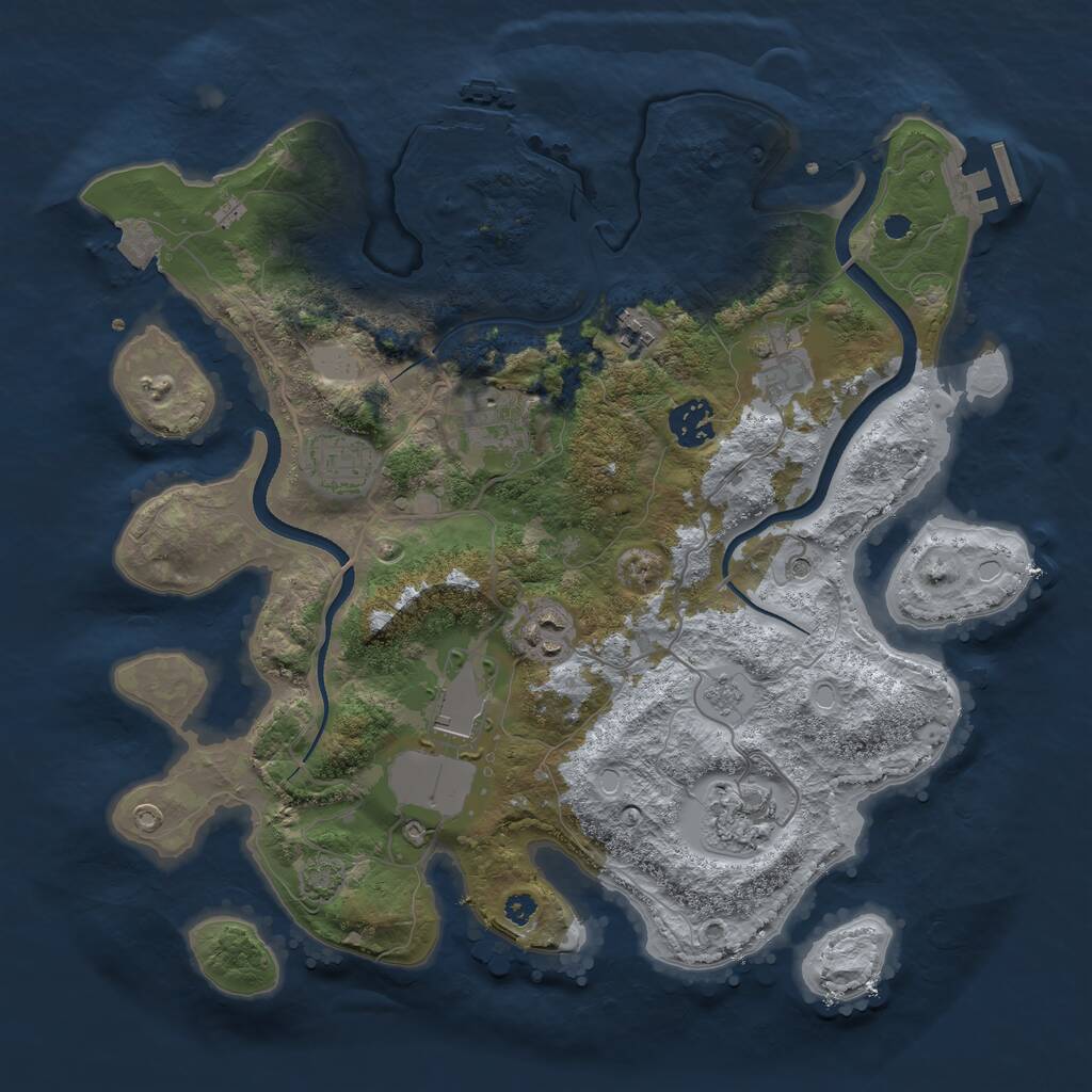 Rust Map: Procedural Map, Size: 3500, Seed: 624624696, 14 Monuments