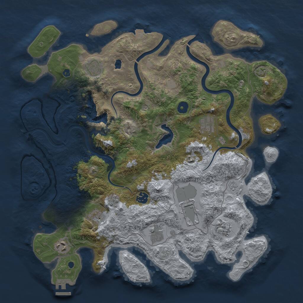 Rust Map: Procedural Map, Size: 4000, Seed: 305153929, 14 Monuments