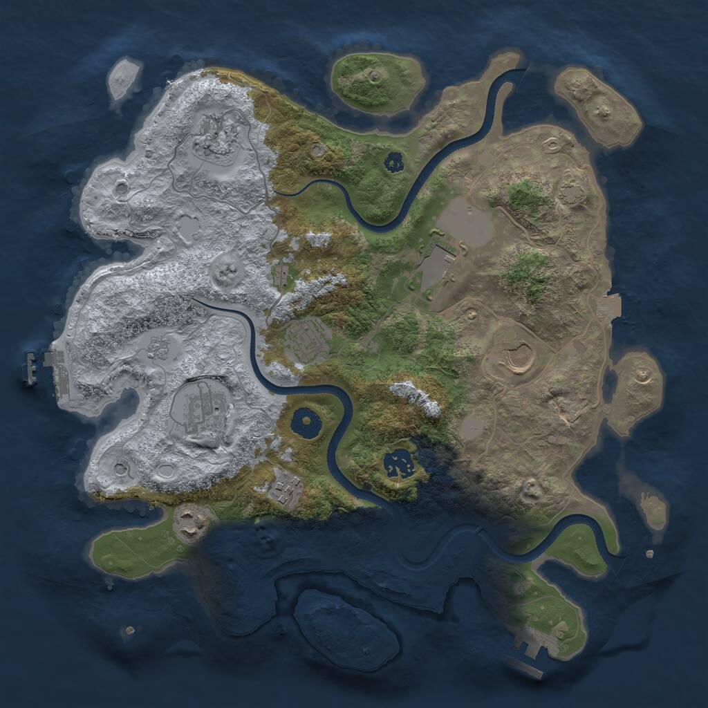 Rust Map: Procedural Map, Size: 3500, Seed: 40532312, 14 Monuments