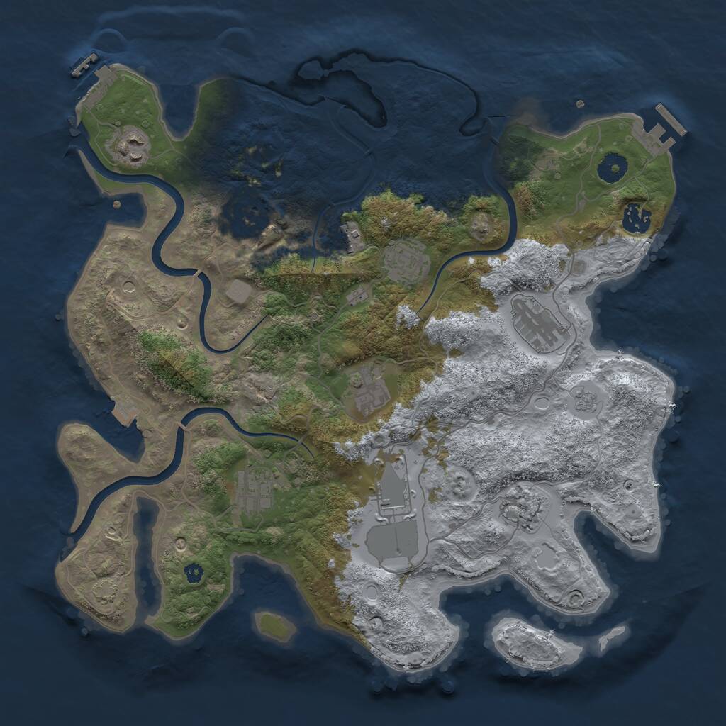 Rust Map: Procedural Map, Size: 3700, Seed: 211920727, 16 Monuments