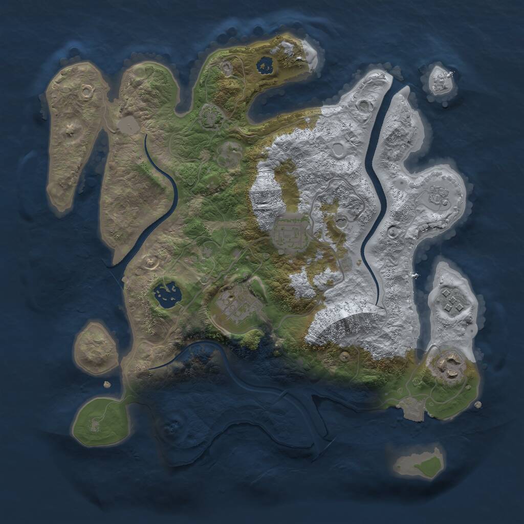 Rust Map: Procedural Map, Size: 3000, Seed: 89547260, 9 Monuments
