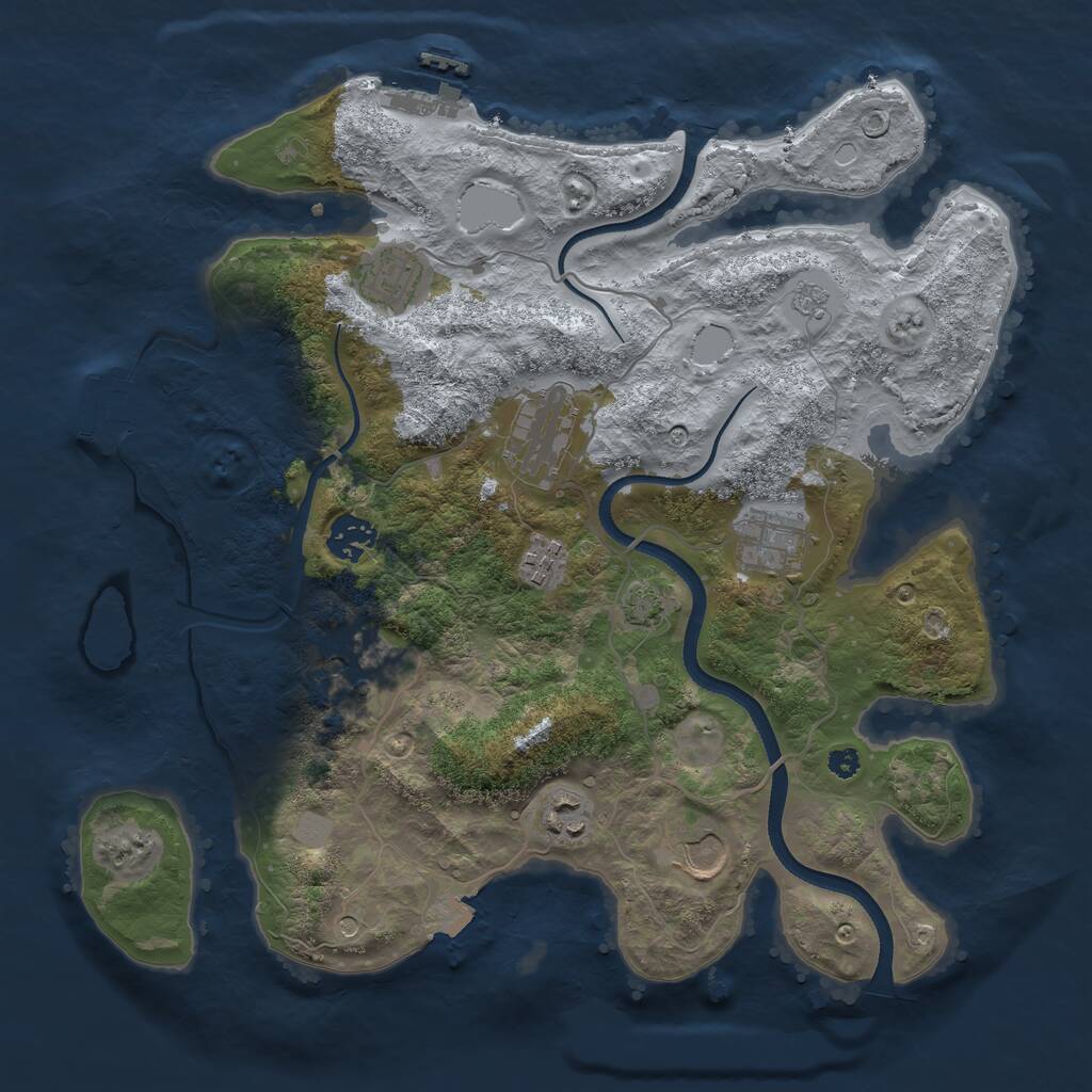 Rust Map: Procedural Map, Size: 3500, Seed: 30959, 14 Monuments