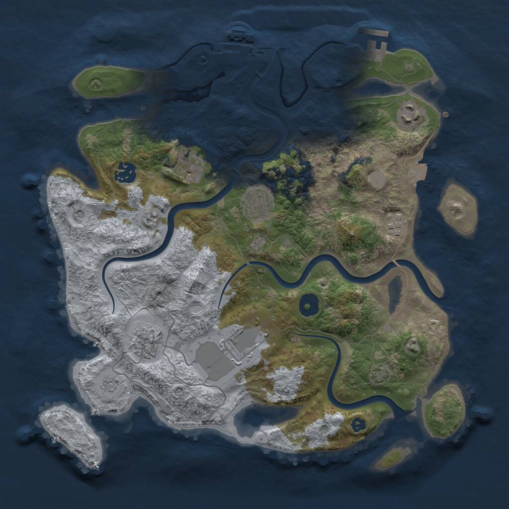 Rust Map: Procedural Map, Size: 3500, Seed: 853314261, 13 Monuments